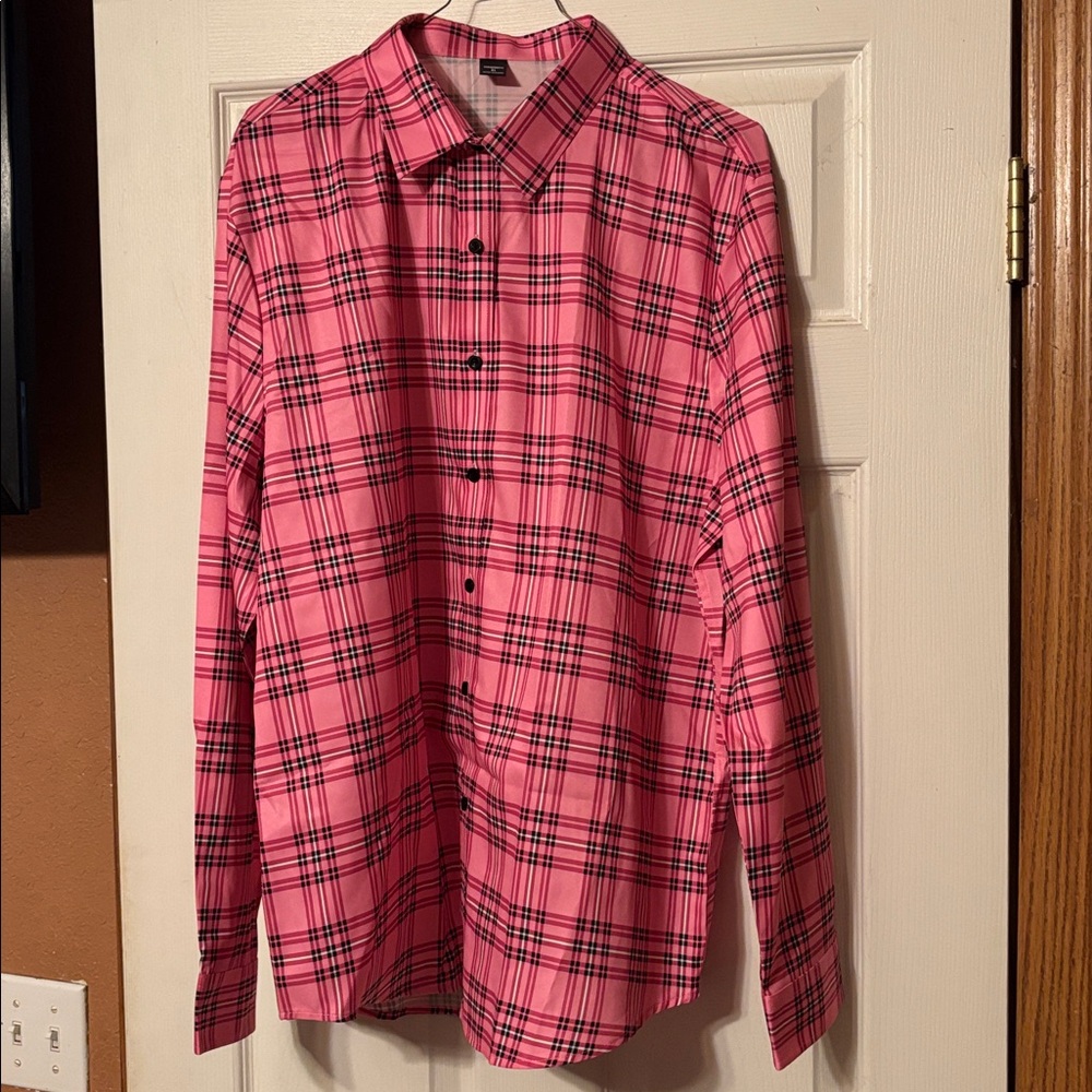 MANFINITY Pink Plaid Shirt